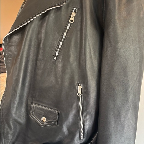 Black Leather Jacket with Silver Zippers - Picture 5 of 16